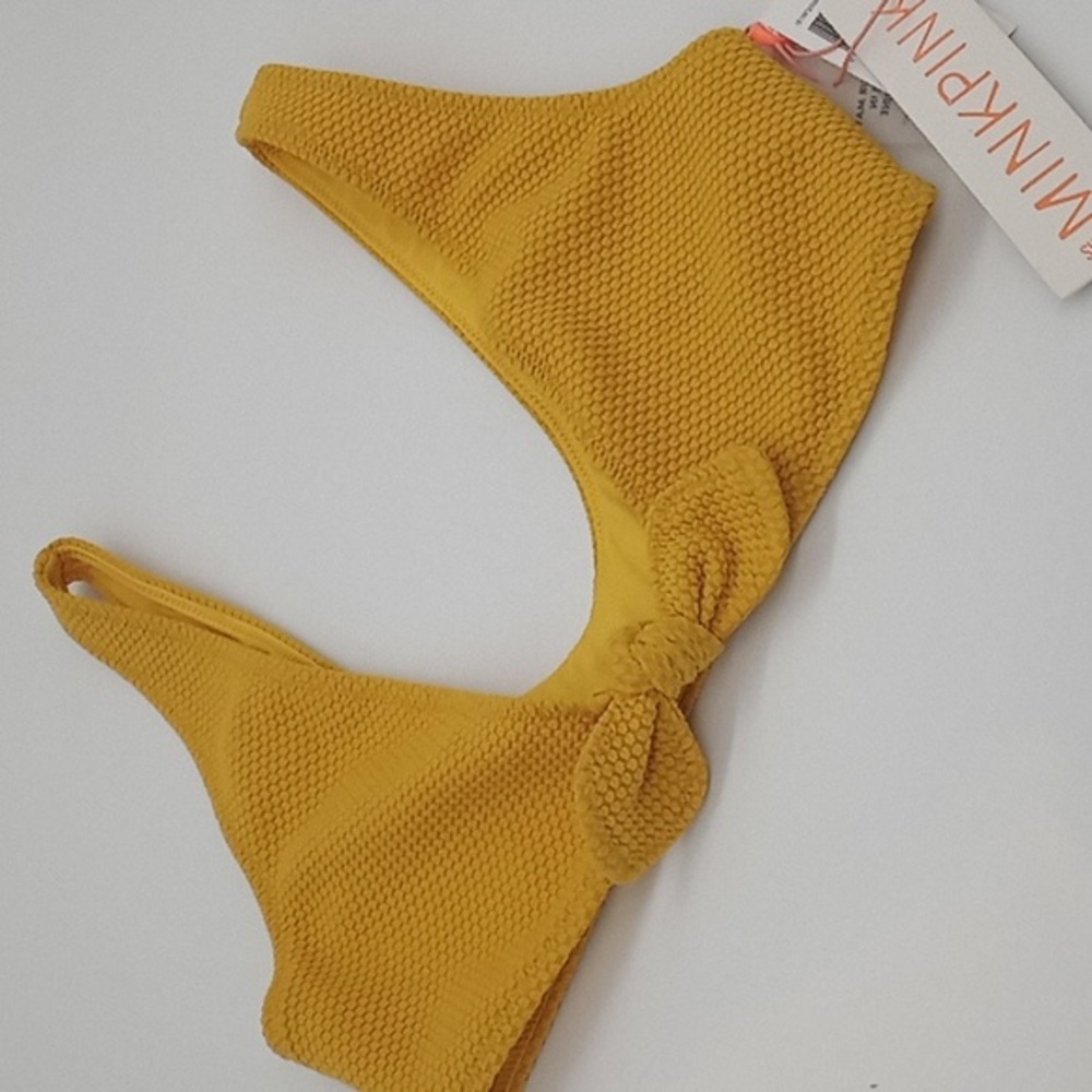 MINKPINK Alexa Tie‎ Front Bikini Top Yellow M